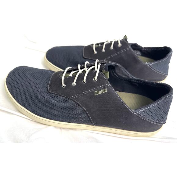 OluKai Nohea Moku Sneakers Men\'s 12 Black Mesh Lightweight Comfort Shoes EUC main image 4